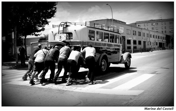 Pushing a car